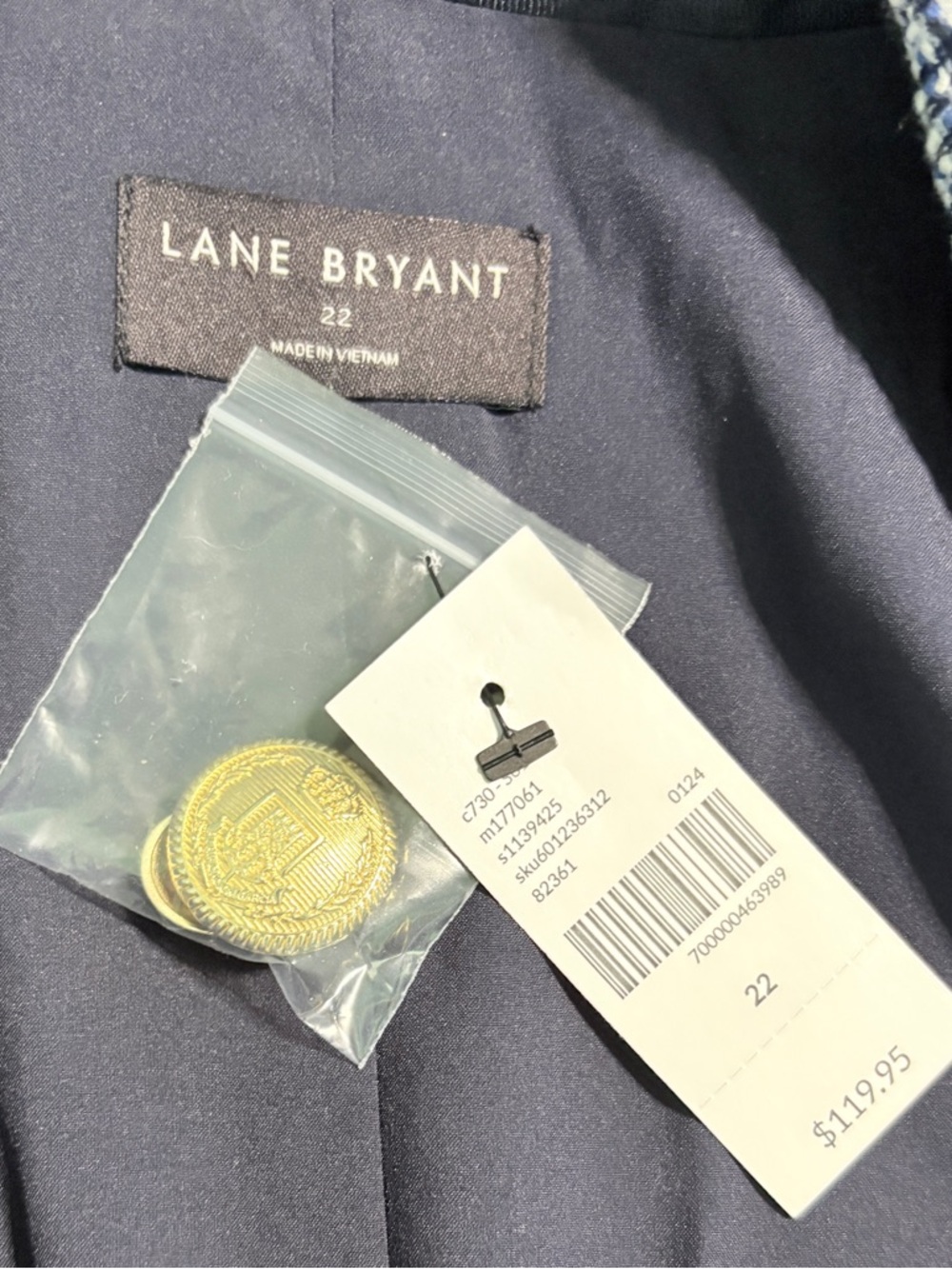 Lane Bryant Tweed Blazer NWT – Blue Textured Jacket Size 22 - Picture 9 of 10